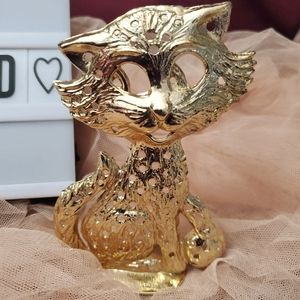 Torino Vintage Gold tone Metal Cat Earring Holder